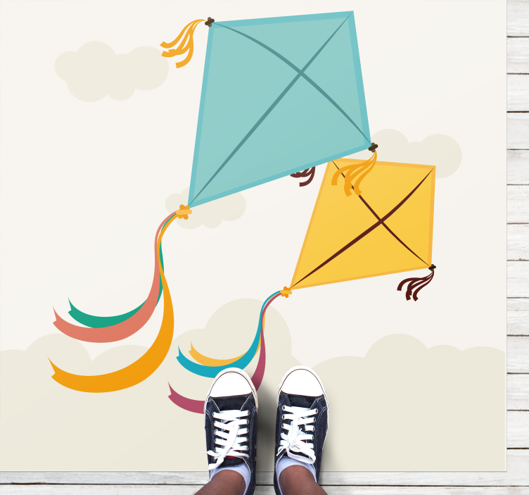 Tapete vinílico infantis ilustração de pipas voadoras - TenStickers