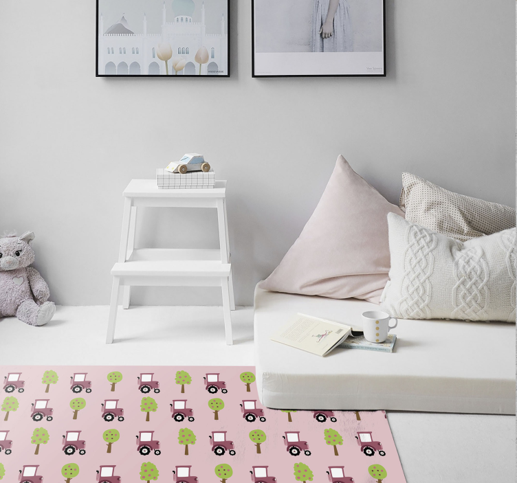 Tapete vinílico infantis padrão de caminhões divertidos - TenStickers