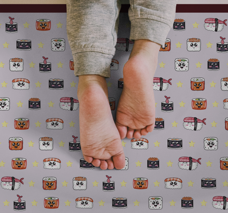 Tapete vinílico infantis padrão de desenho animado de sushi - TenStickers
