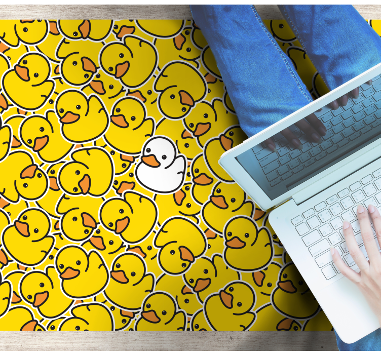 Tapete vinílico de animais pato branco com padrão amarelo - TenStickers