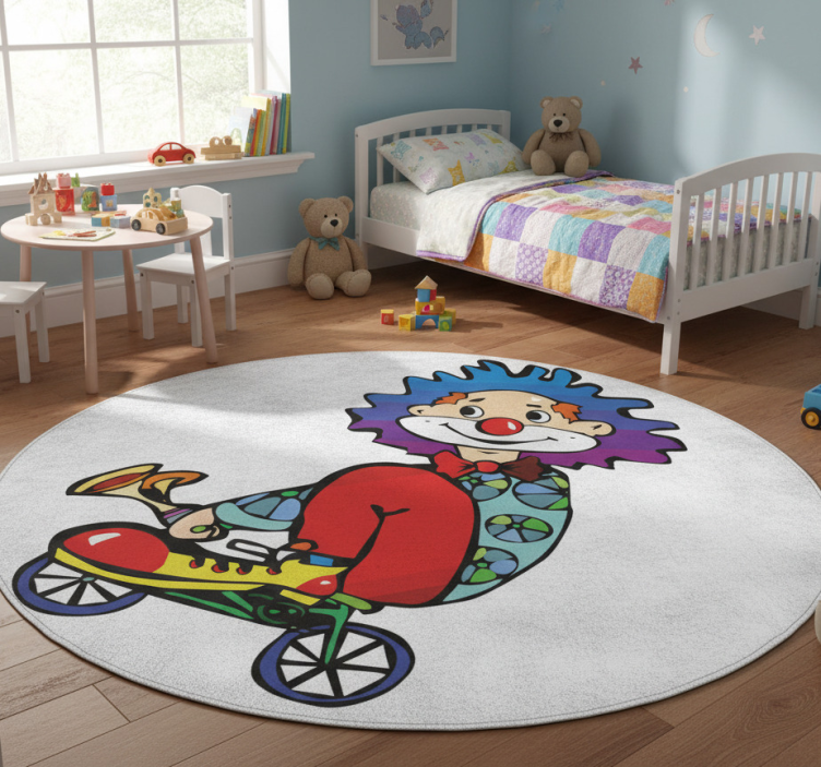 Tapete vinílico infantis palhaço de bicicleta - TenStickers