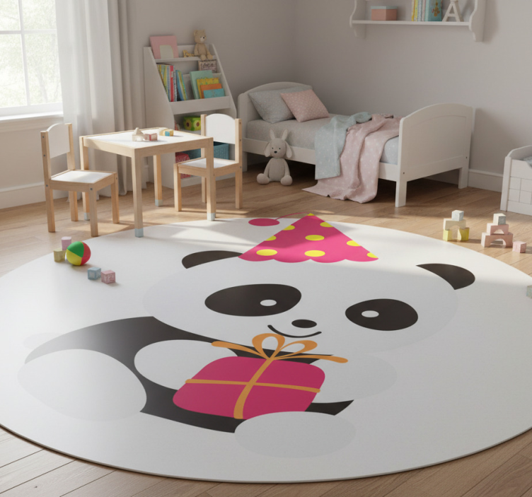 Tapete vinílico infantis panda bebê com presente - TenStickers