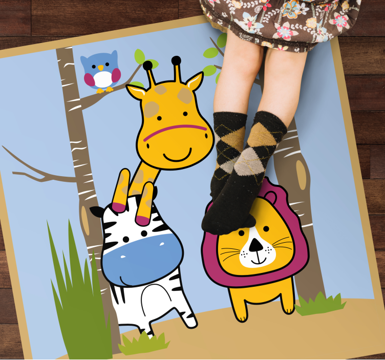 Tapete vinílico infantil personagens animais - TenStickers
