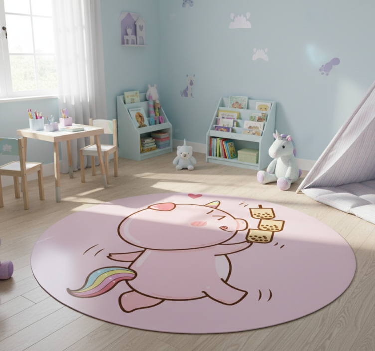 Tapete vinílico infantis porquinho unicórnio cartoon - TenStickers