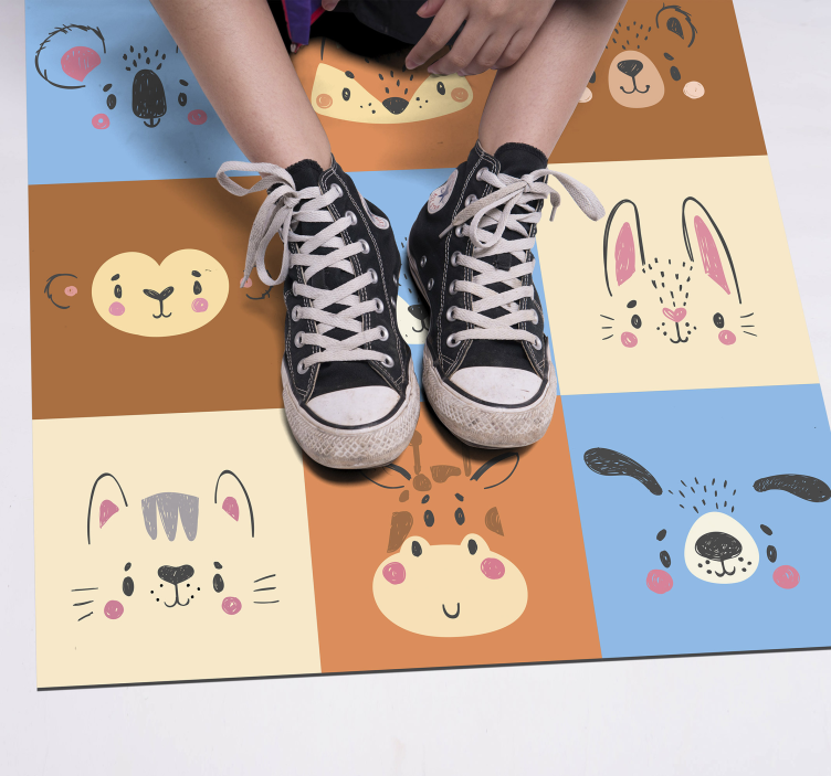 Tapete em vinil infantil azulejos de animais bebês - TenStickers