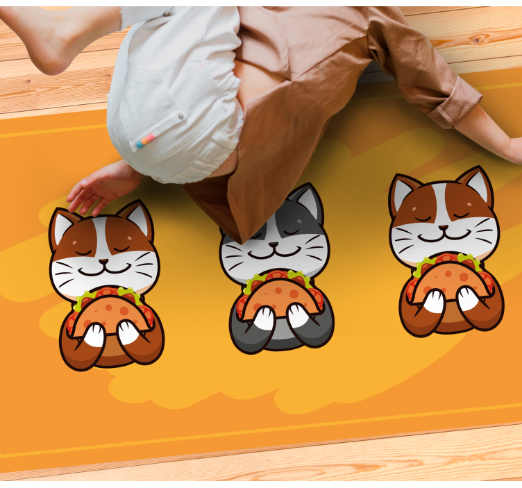 Tapete em vinil infantil trio de gatos felizes - TenStickers