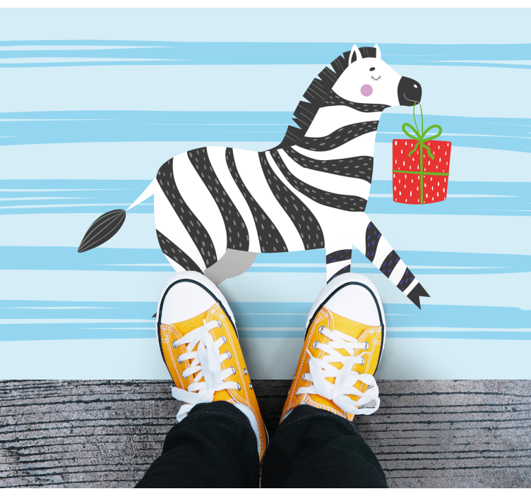 Tapete vinílico de animais zebra com presente - TenStickers