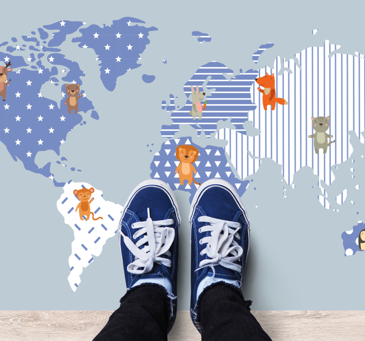 Tapete em vinil infantil aventura no mapa mundial - TenStickers