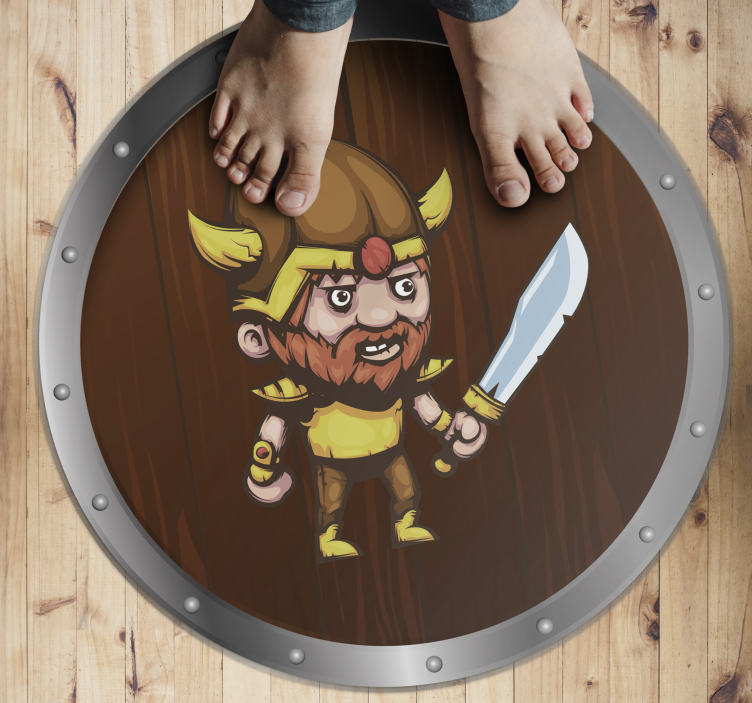 Tapete em vinil infantil guerreiro viking em fundo marrom - TenStickers