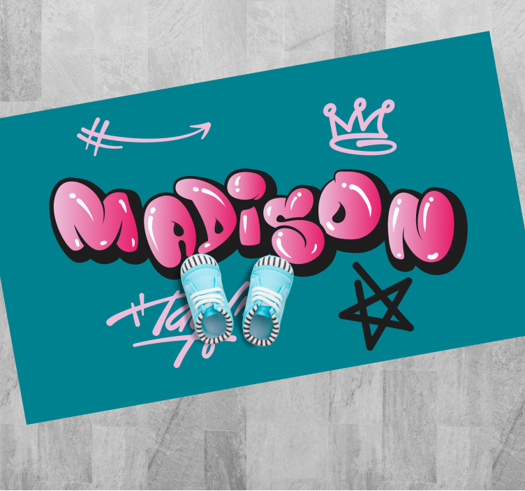 Tapete vinílico juvenil grafite rosa com nome - TenStickers
