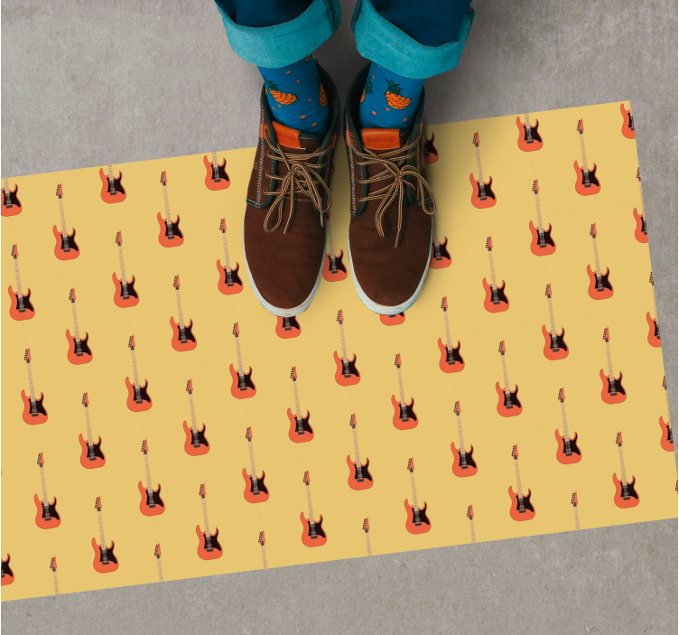 Tapete vinílico juvenil padrão de guitarra rock - TenStickers