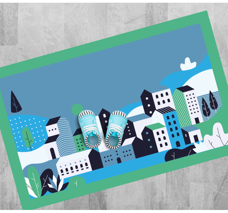 Tapete em vinil infantil paisagem urbana azul - TenStickers