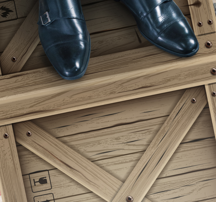 Tapete vinílico madeira ilusão de caixa de madeira - TenStickers