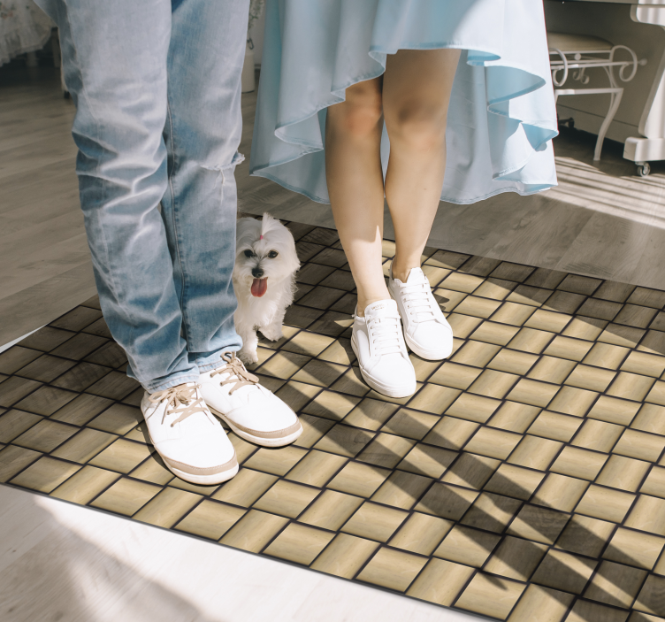 Tapete vinílico madeira padrão de ladrilho marrom - TenStickers