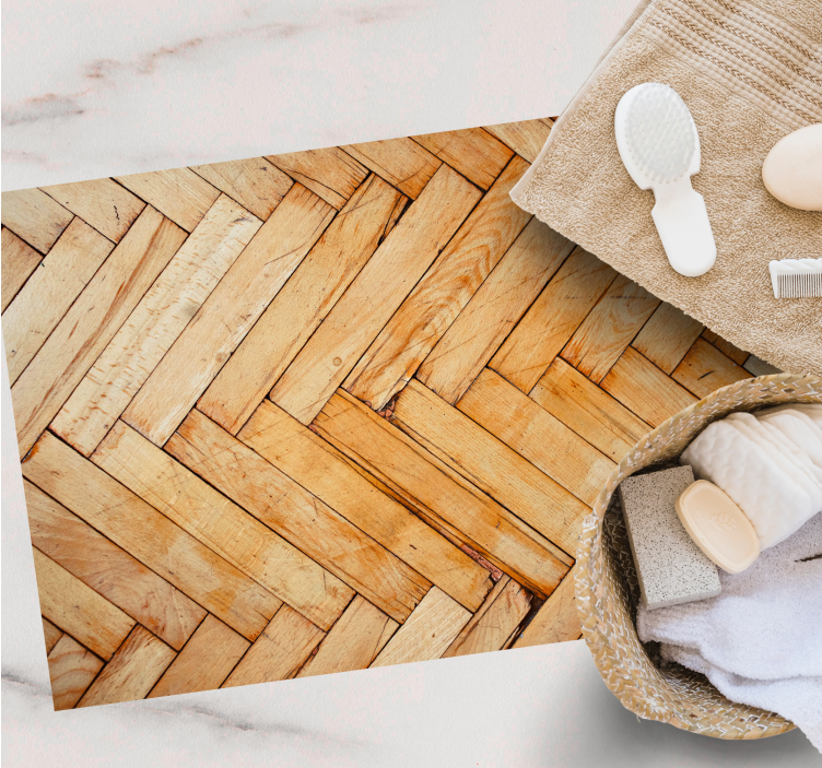 Tapete vinílico madeira padrão espinha de peixe - TenStickers