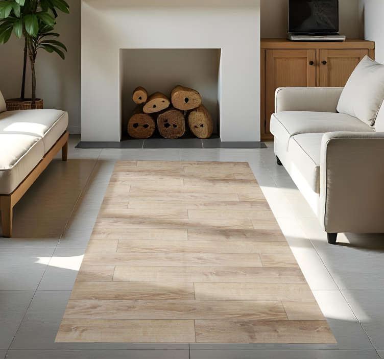 Tapete vinílico madeira piso de parquete bege - TenStickers