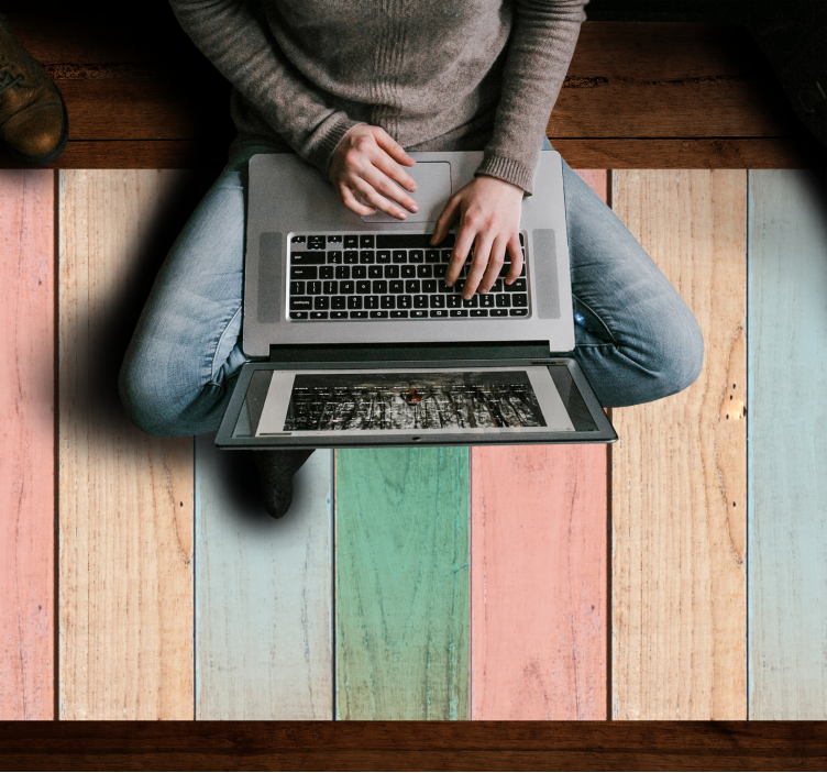 Tapete vinílico madeira superfície de tábua pastel - TenStickers