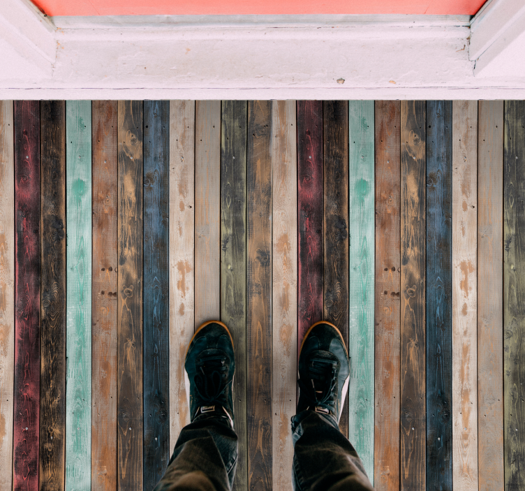 Tapete vinílico madeira tábuas clássicas coloridas - TenStickers