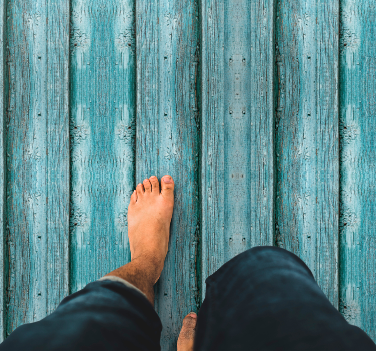 Tapete vinílico madeira motivo azul desgastado - TenStickers