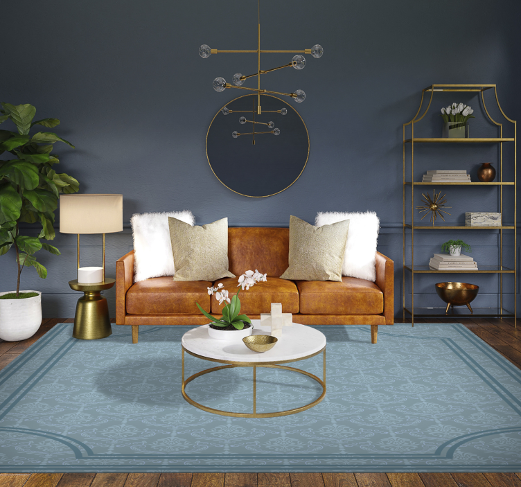 Tapete vinílico para sala de jantar barroco azul suave - TenStickers