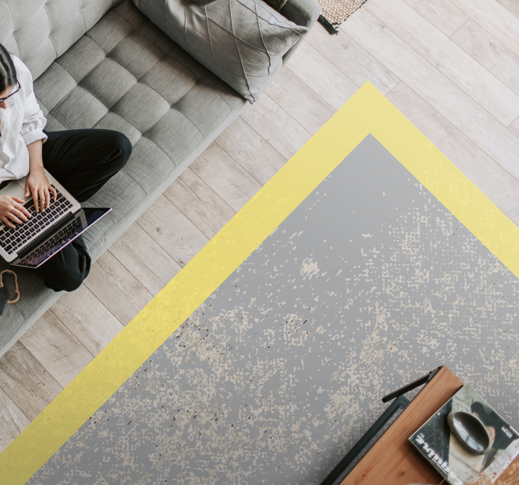 Tapete vinílico sala de estar moldura amarela - TenStickers