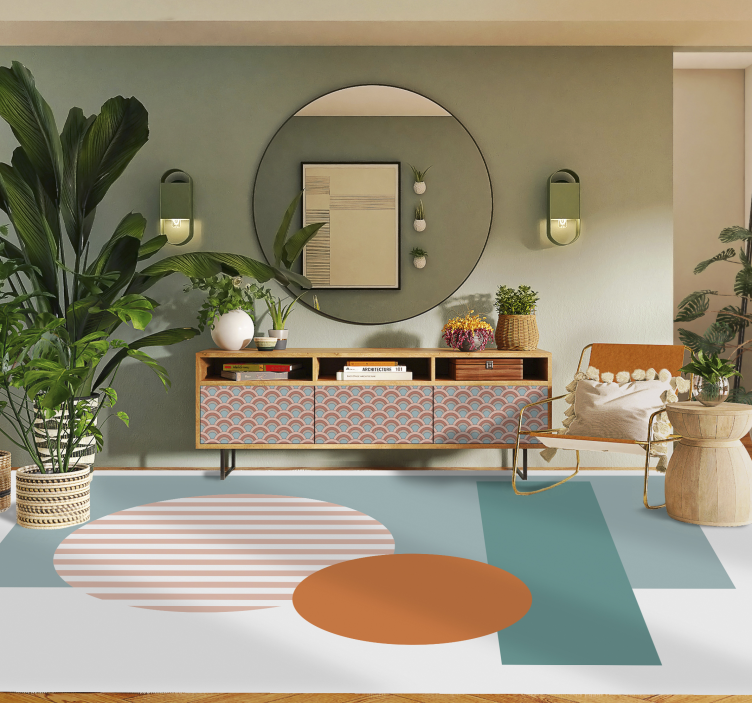 Tapete vinílico moderno círculos geométricos ensolarados - TenStickers