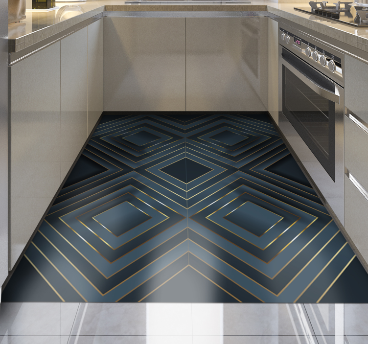 Tapete vinílico moderno quadrados pretos contornados - TenStickers