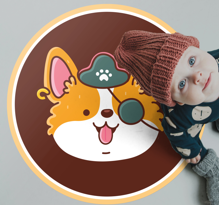 Tapete vinílico moderno emblema do capitão corgi - TenStickers