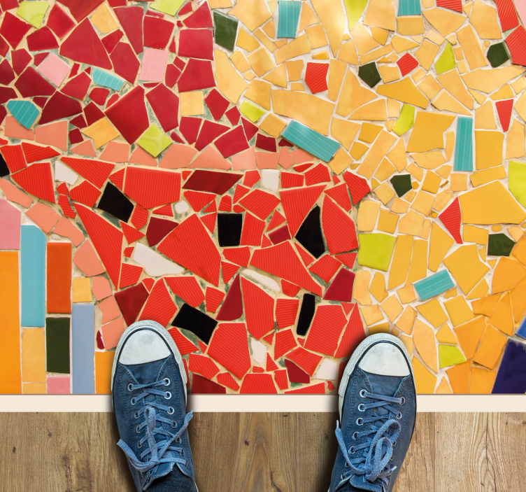 Tapete vinílico mosaico arranjo de azulejos vibrantes - TenStickers