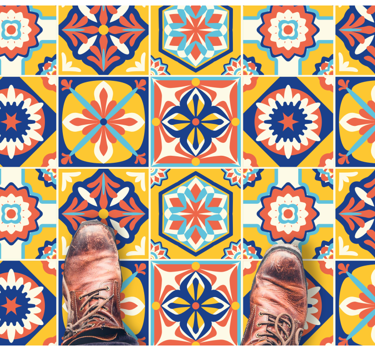 Tapete vinílico azulejos padrão de mosaico colorido - TenStickers