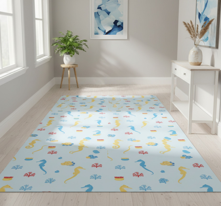 Tapete vinílico natureza cavalo-marinho splash - TenStickers