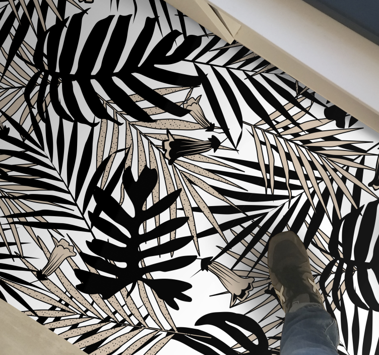 Tapete vinílico natureza elemento de folha tropical - TenStickers