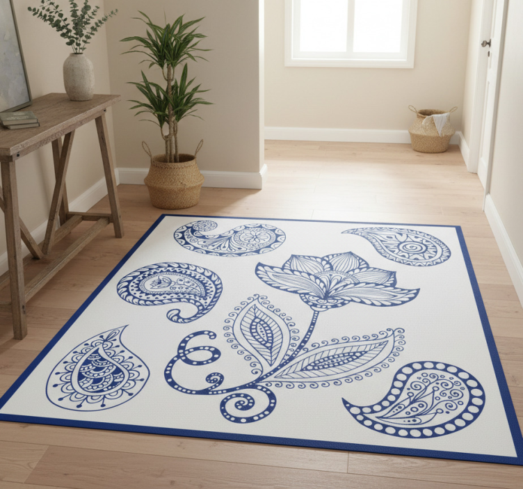 Tapete vinílico natureza elemento paisley botânico - TenStickers