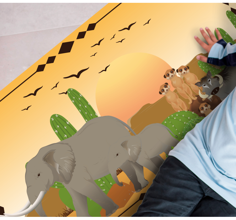 Tapete vinílico natureza expedição do elefante crepuscular - TenStickers