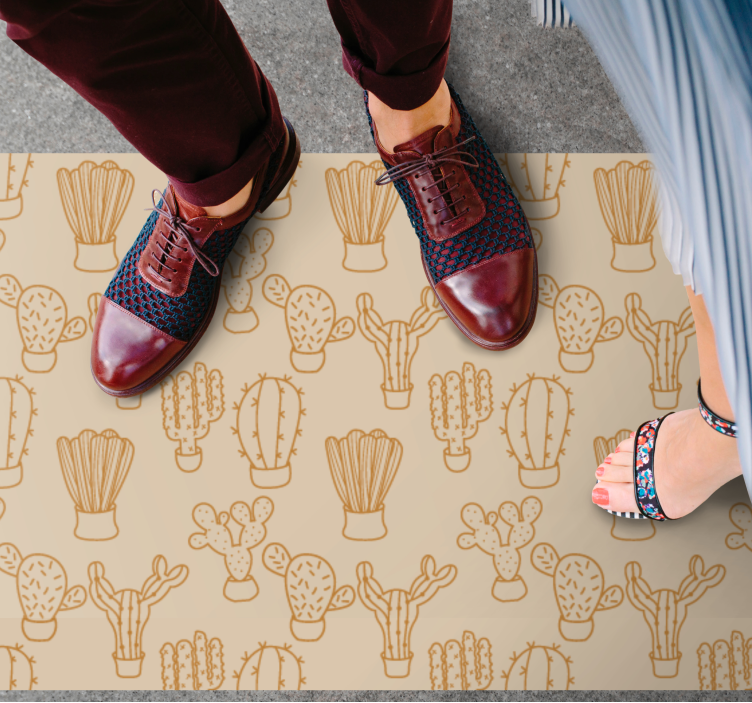 Tapete vinílico flores e plantas ilustração de cacto - TenStickers