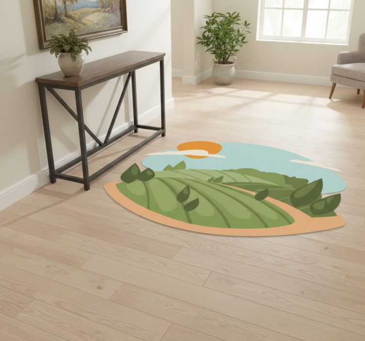 Tapete vinílico natureza ilustração de campos - TenStickers