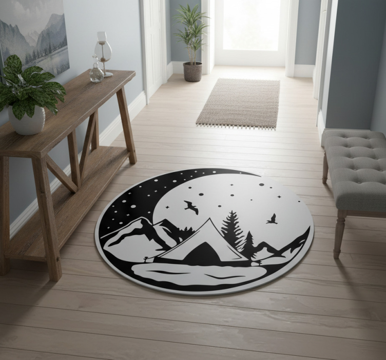 Tapete vinílico natureza montanhas e noite de lua - TenStickers