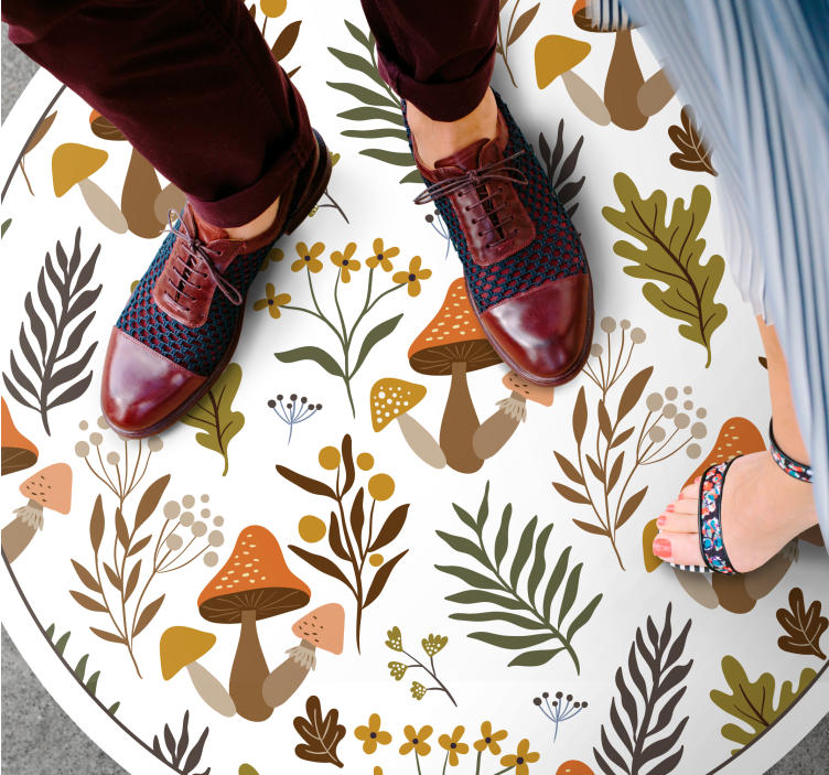 Tapete vinílico flores e plantas com estampa de cogumelos - TenStickers