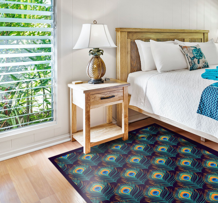 Tapete vinílico quarto motivo de pena de pavão - TenStickers