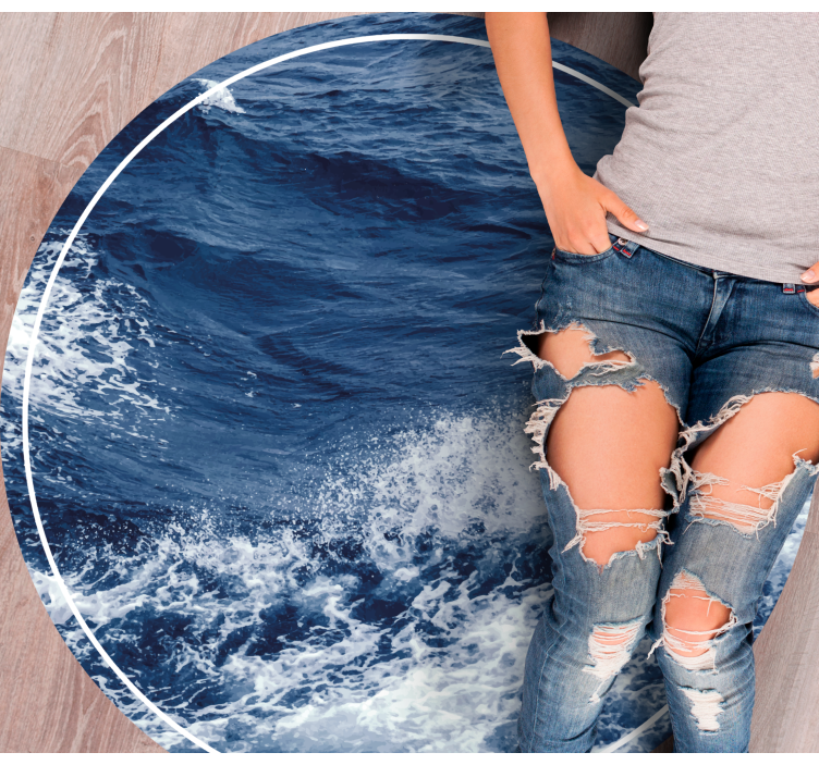 Tapete vinílico redondo movimento das ondas do oceano - TenStickers