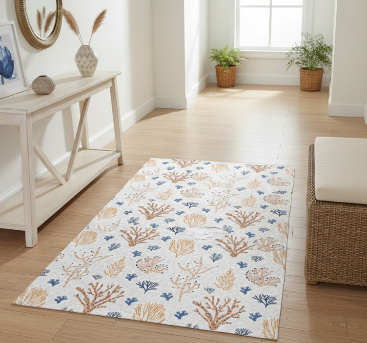 Tapete vinílico natureza padrão coral estiloso - TenStickers