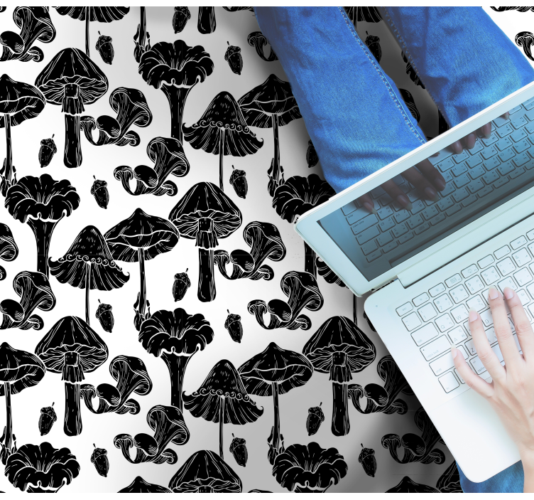 Tapete vinílico natureza padrão de cogumelo estilizado - TenStickers