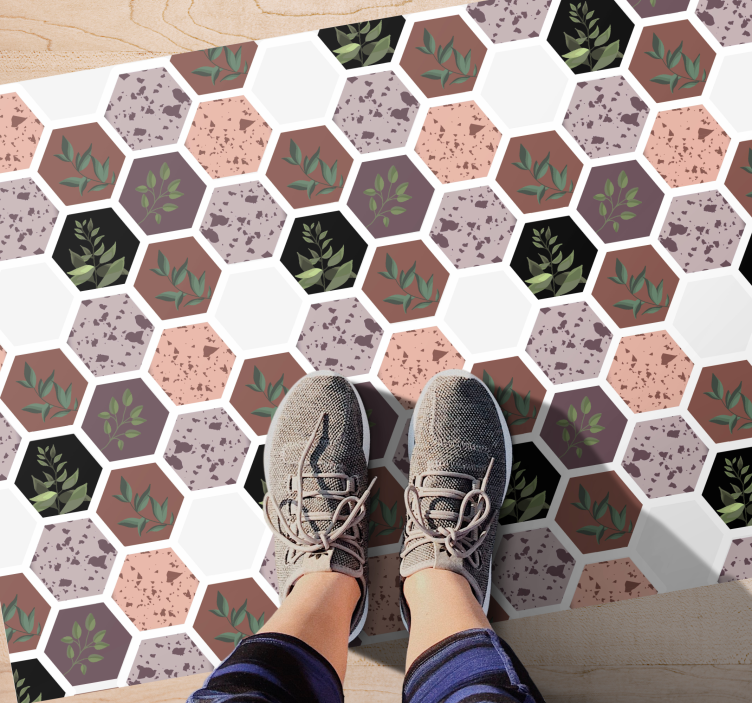 Tapete vinílico natureza padrão de folha hexagonal - TenStickers