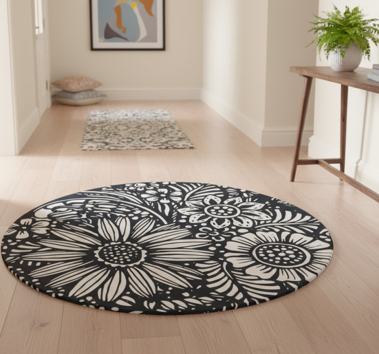 Tapete vinílico natureza padrão floral circular - TenStickers