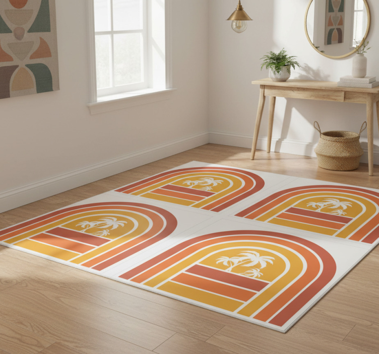 Tapete vinílico natureza padrões de pôr do sol e palmas - TenStickers