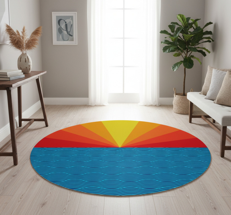 Tapete vinílico natureza pôr do sol retro no mar - TenStickers