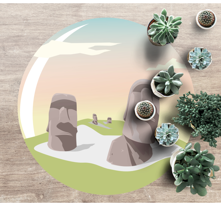 Tapete vinílico natureza silhuetas de pedras moai - TenStickers