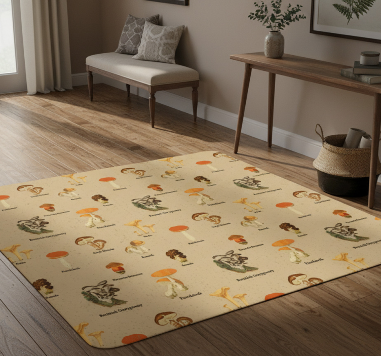 Tapete vinílico natureza tipos de cogumelos vintage - TenStickers