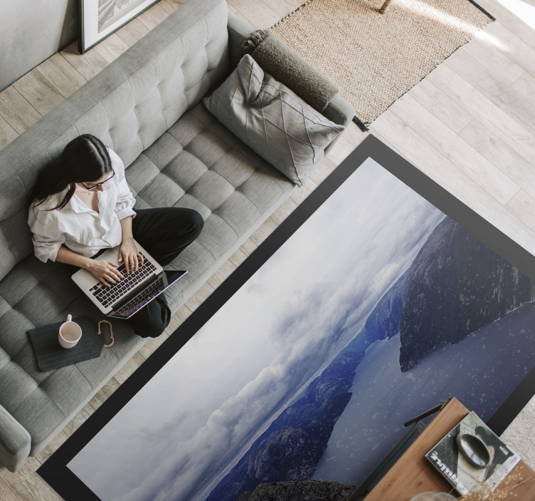 Tapete vinílico natureza vista aérea do fiorde - TenStickers