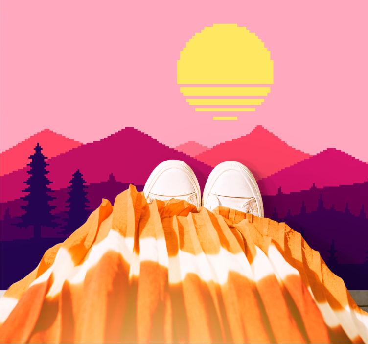 Tapete vinílico natureza vista do pôr do sol na montanha - TenStickers